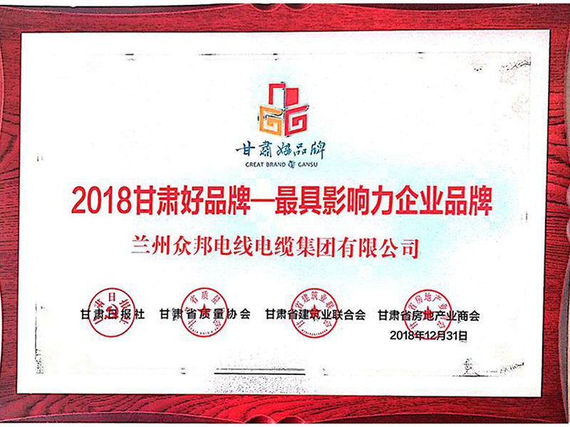 2018甘肃好品牌-最具影响力企业品牌